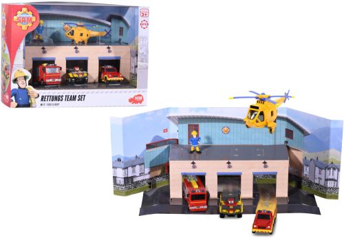 Dickie Toys Fireman Sam Sam a tűzoltó Mentőcsapat készlet garázzsal és Sam figurával 203093007