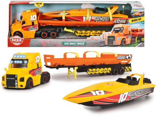 Dickie Toys  Sea Race Truck kamion versenyhajóval, fénnyel és hanggal 41 cm 203747009